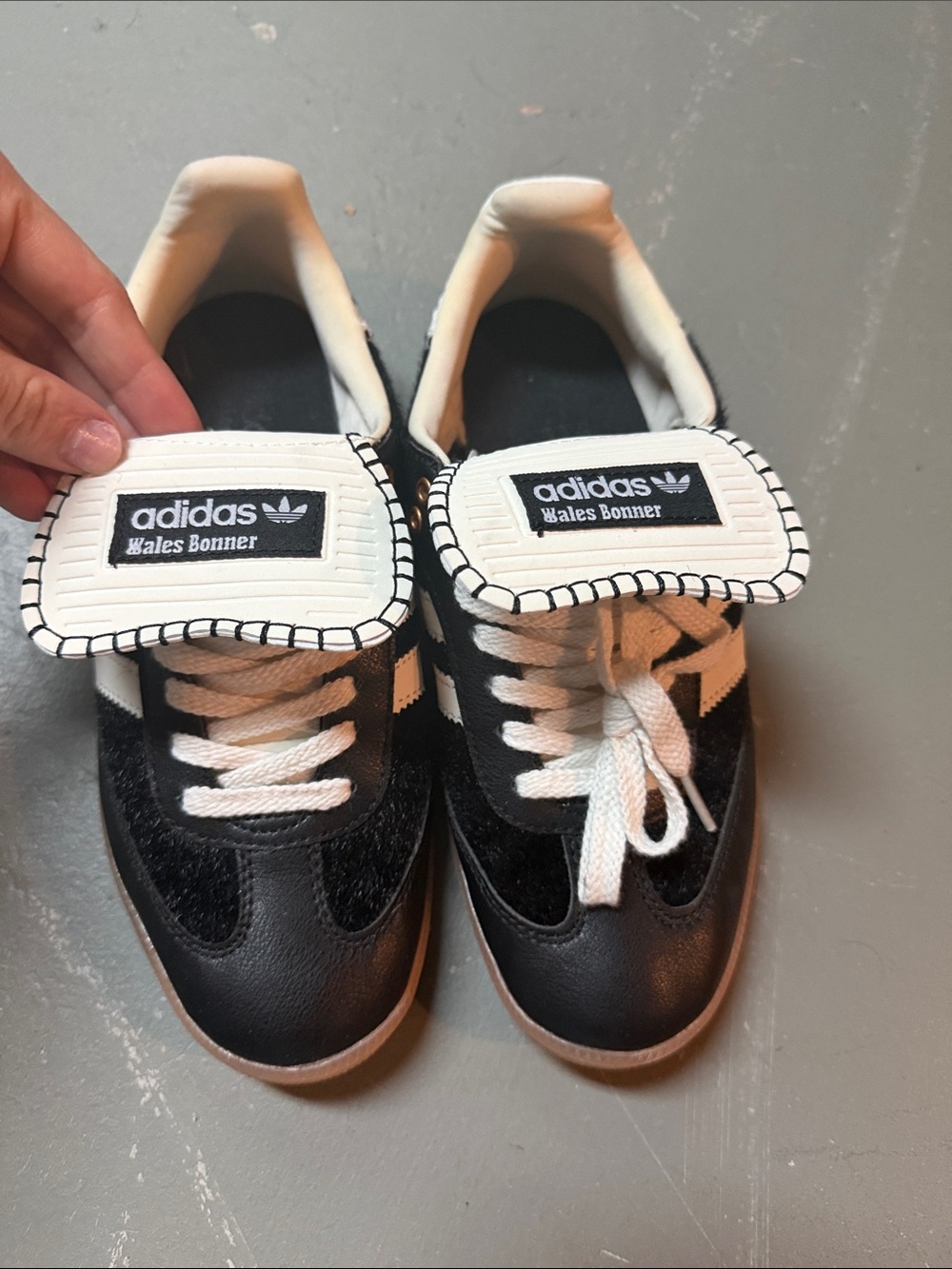 adidas Kids Black and White Wales Bonner Style Sneakers